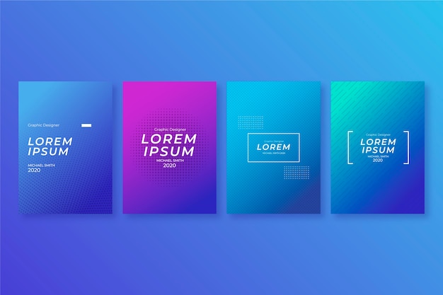 Free vector cold colours halftone gradient cover collection