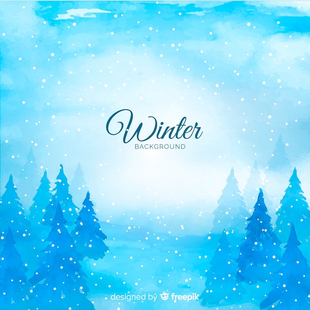 Cold tones watercolor winter background