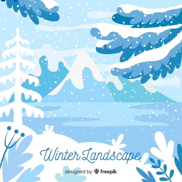 Cold tones winter landscape background