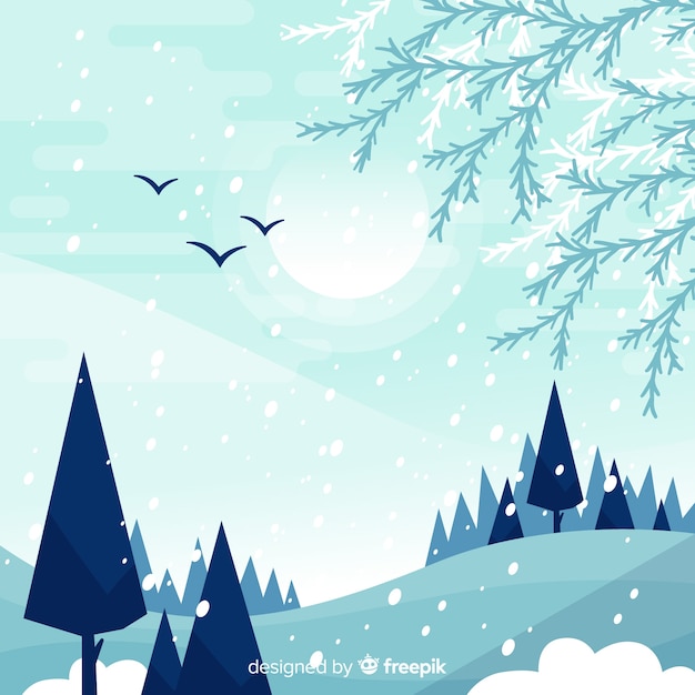 Free vector cold tones winter landscape