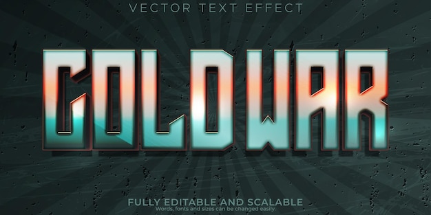 Бесплатное векторное изображение Текстовый эффект холодной войны, редактируемый стиль текста игры и фильма