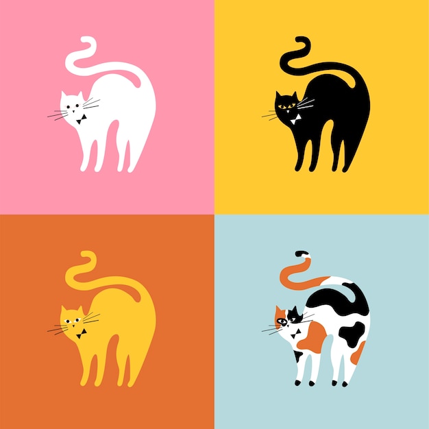 Free vector collage of different breeds of cats