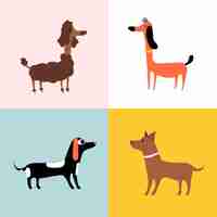 Free vector collage of different breeds of dogs