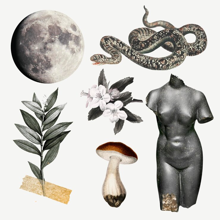 Free Vector collage illustration element vector set, printable collage mixed media art