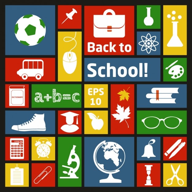 Collage of school materials