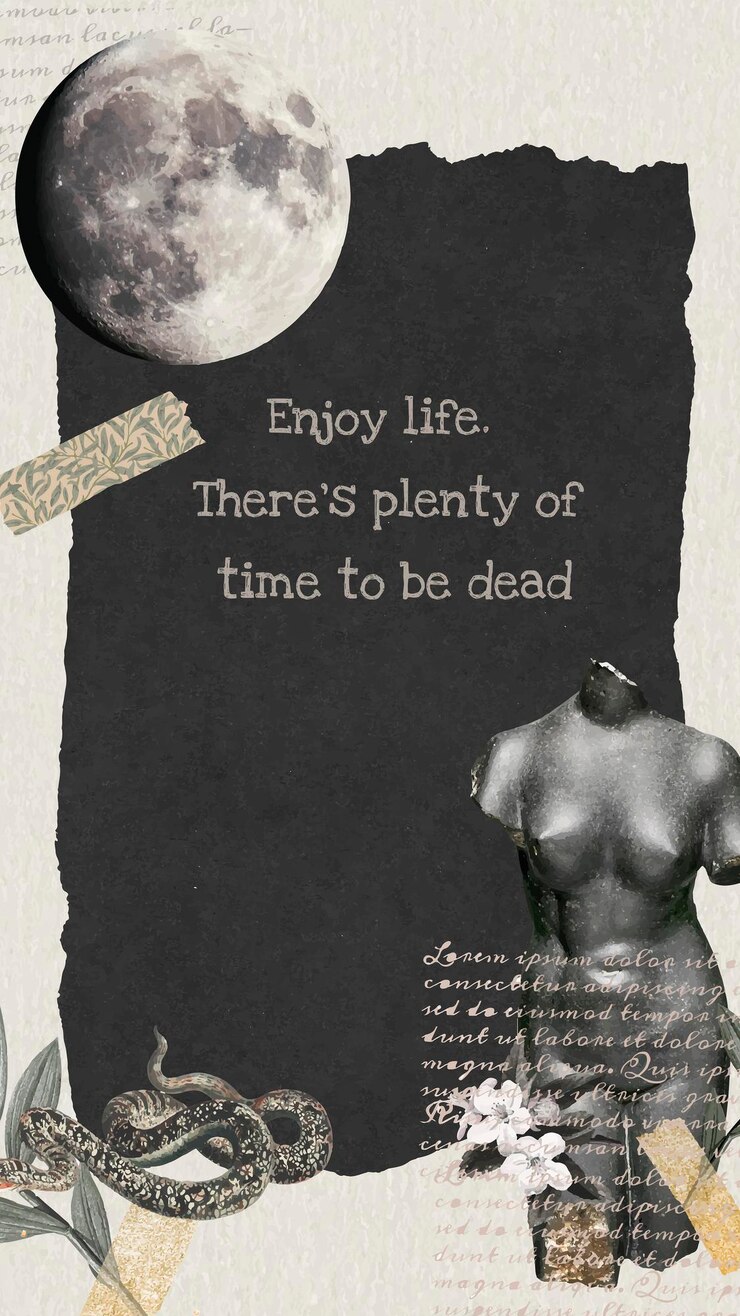 मुफ़्त वेक्टर collage template dark aesthetic vector, enjoy life quote