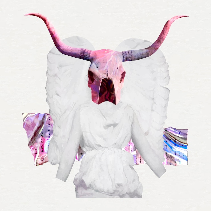 Free Vector collage vintage feminine angel vector, antique mixed media art