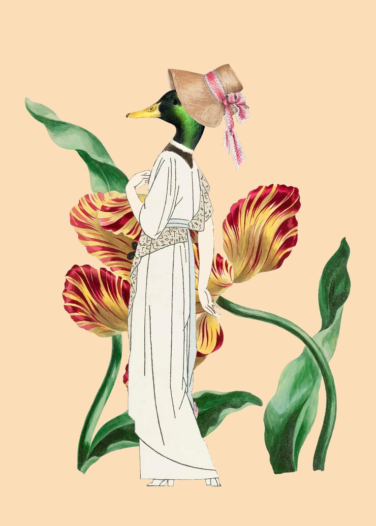 मुफ़्त वेक्टर collage vintage illustration vector, printable animal collage mixed media art