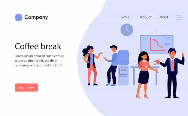 Colleghi che parlano in pausa caffè. modello di sito web o pagina di destinazione