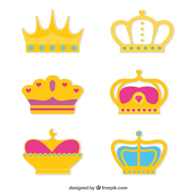 Free vector collecction of colorful crowns