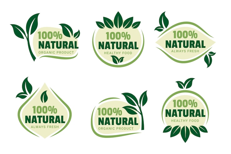 Free Vector collection of 100% natural green badge