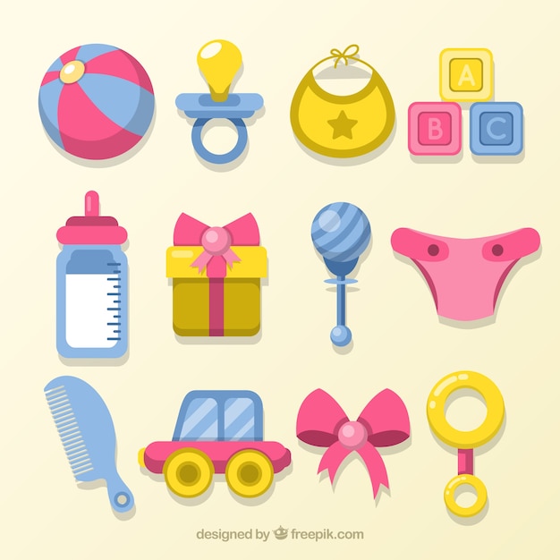 Free vector collection of 12 baby elements