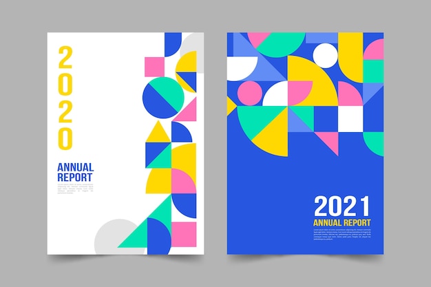 Collection of abstract annual report templates