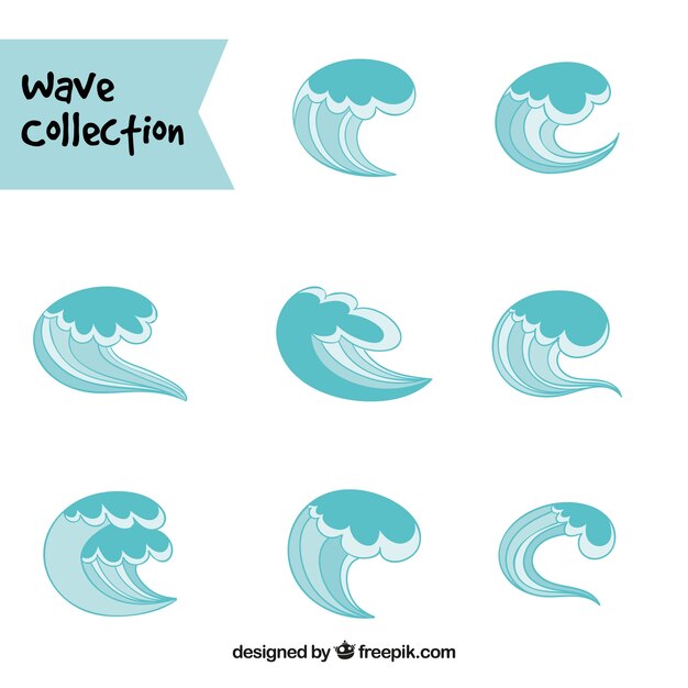 Collection of abstract hand drawn waves