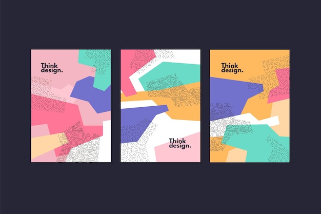 Free vector collection of abstract memphis covers