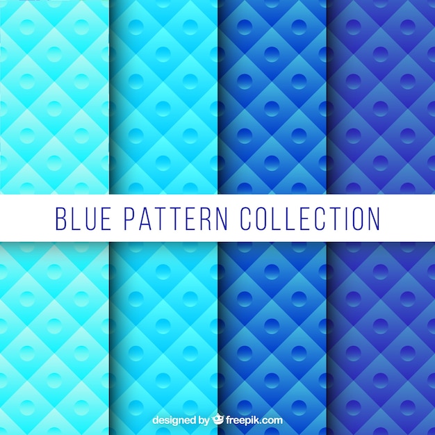 Collection abstract pattern in blue color 