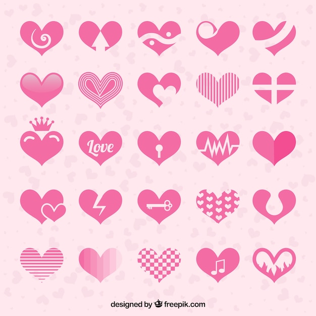 Коллекция абстрактных розовыми сердцами