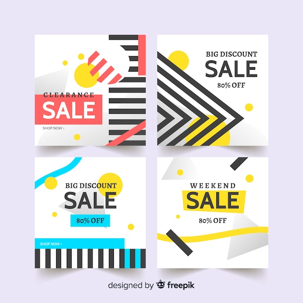 Collection of abstract sale banner for social media