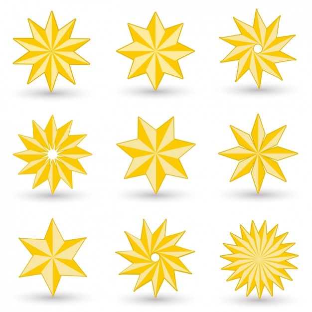 Collection of abstract yellow stars