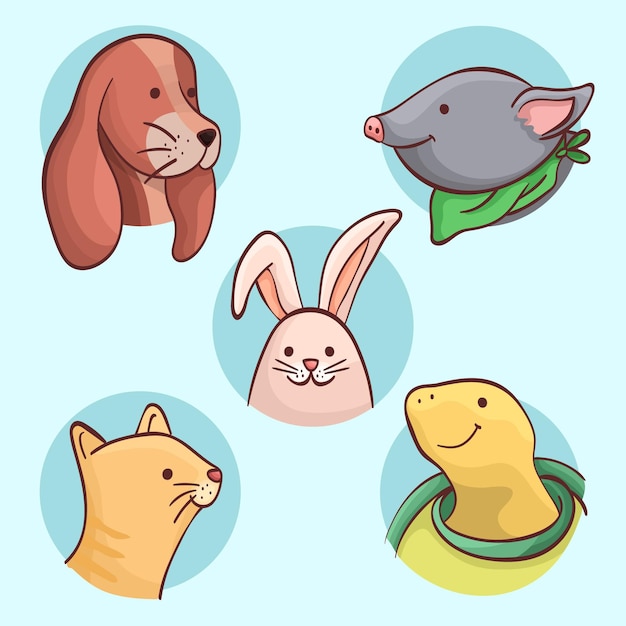 Free vector collection of adorable different pets