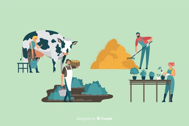 Free vector collection of agricultural workers flat design