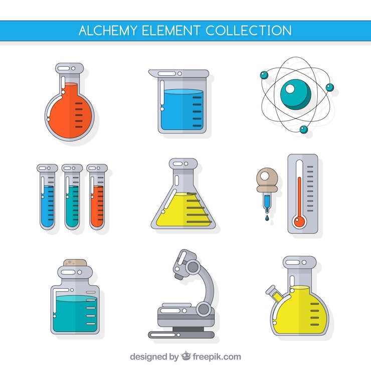 Free Vector collection of alchemy accessories