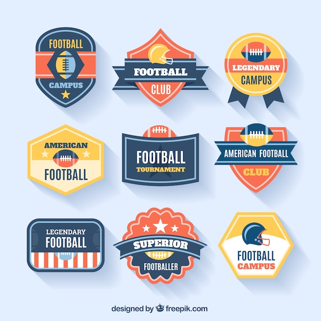 Raccolta di distintivi football americano