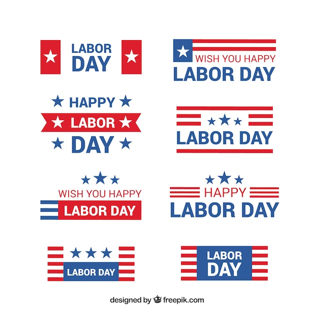 Free vector collection of american labor day stickers