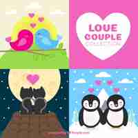 Free vector collection of animals in love