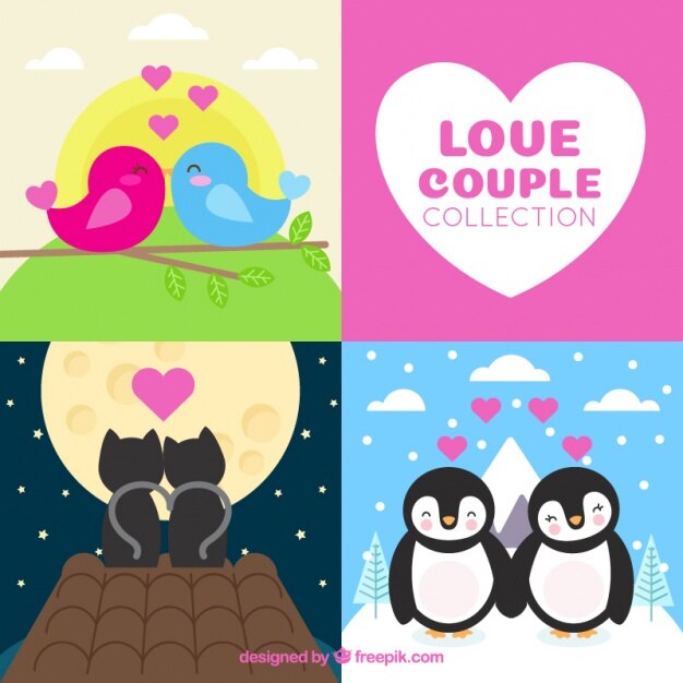 Collection of animals in love
