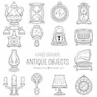 Free vector collection of antique hand-drawn objects