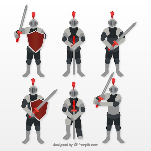 Free vector collection of armor in different postures