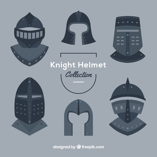 Free vector collection of armor helmet in flat design