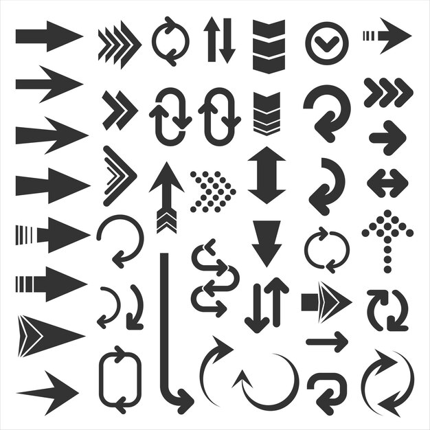 Collection of arrow shapes isolated on white background Premium Vector