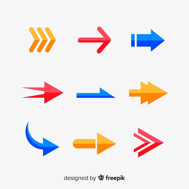 Collection of arrows in different colors