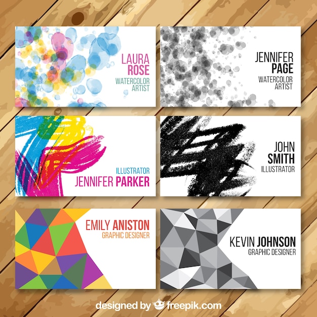 Free vector collection of artistic visit cards