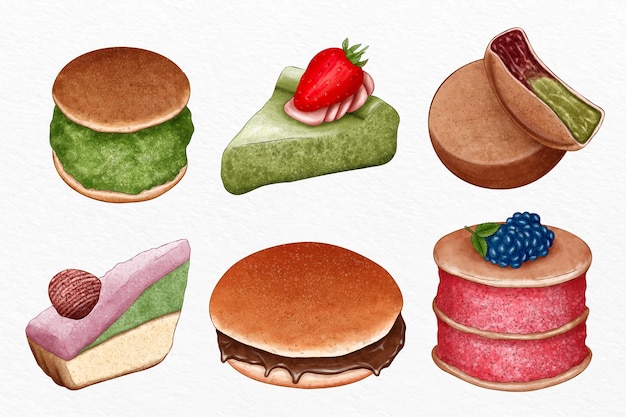 Free vector collection of asian gastronomy desserts