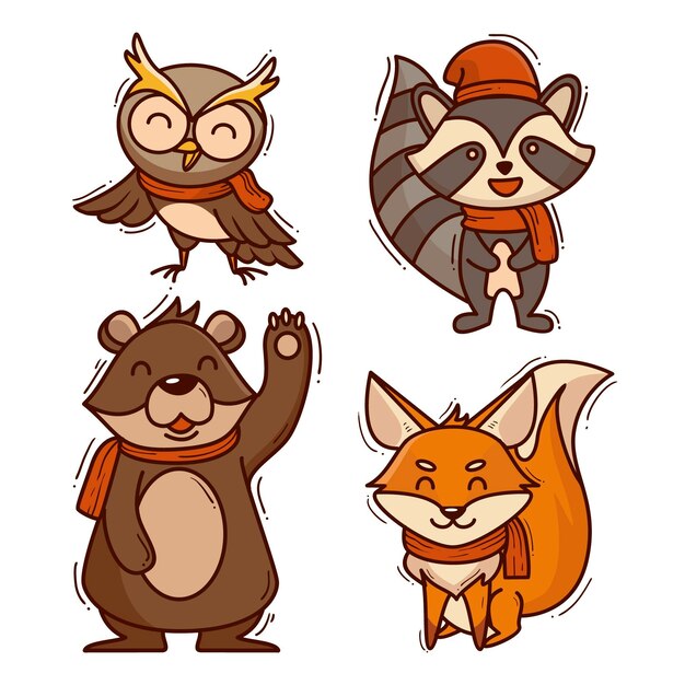 Collection of autumn animals