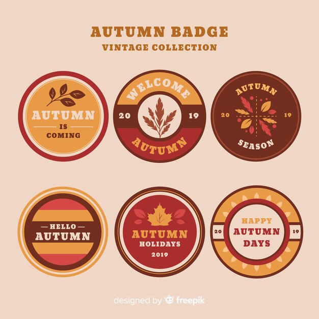 Free vector collection of autumn badges flat design