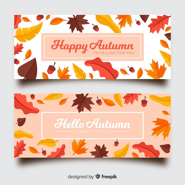 Collection of autumn banner flat style