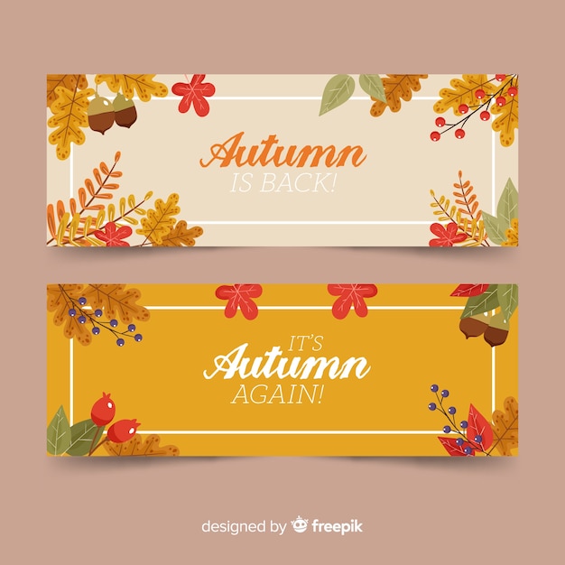 Collection of autumn banner hand drawn style