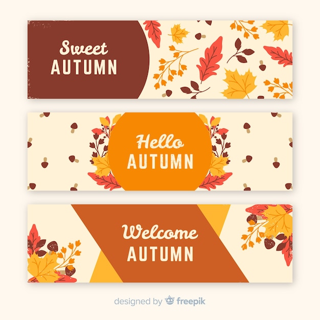 Collection of autumn banner retro style