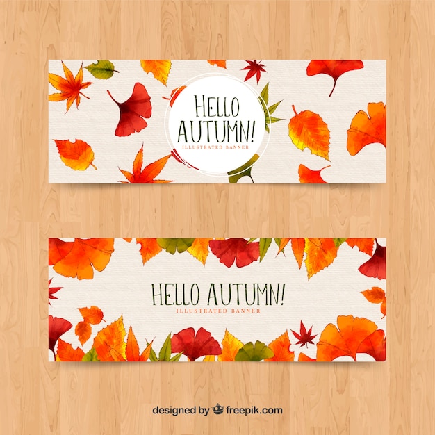 Collection of autumn banner watercolor style