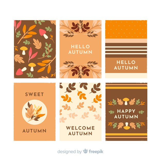 Free vector collection of autumn cards vintage style