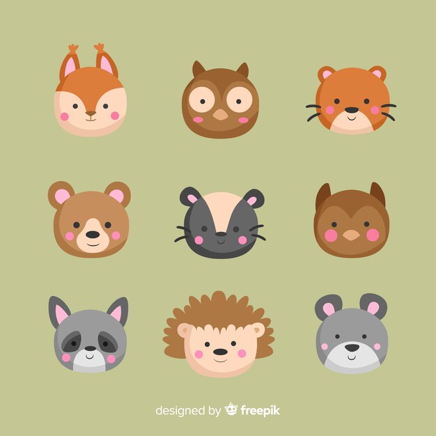 Free vector collection of autumn forest animals flat design