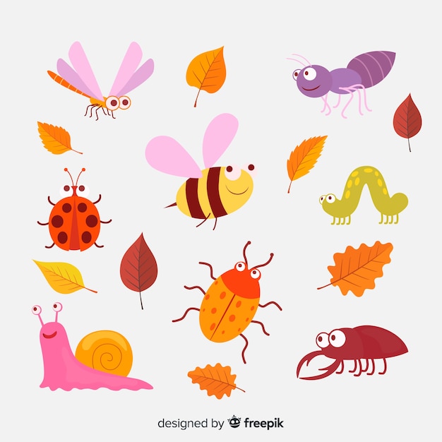 Free vector collection of autumn forest animals flat design