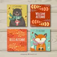 Free vector collection of autumn greeting cards