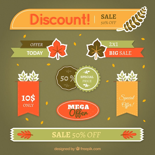 Free vector collection of autumn labels and banners