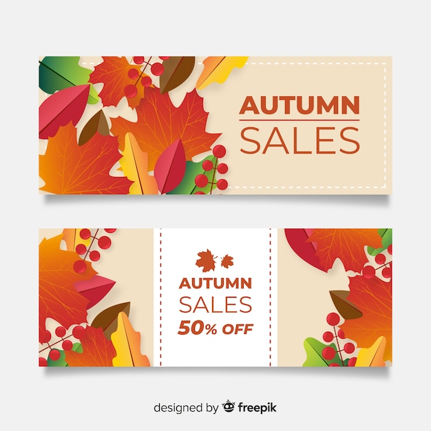 Collezione di design piatto di vendita autunno banner