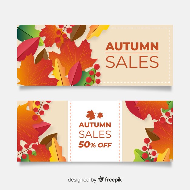 Collection of autumn sales banner flat design